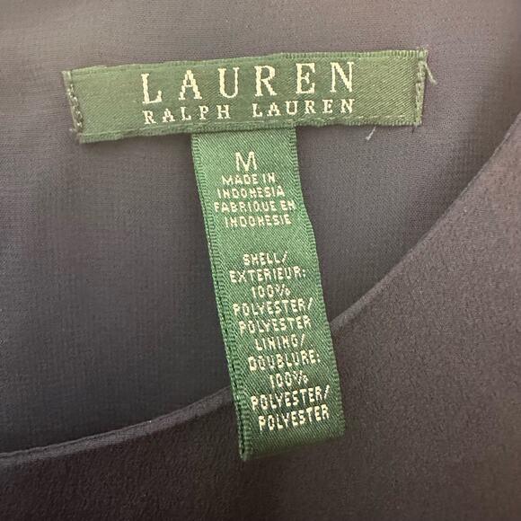 Lauren Ralph Lauren Blue Tank Shell Blouse Womens Top Size M Sheer Hem Career - Picture 2 of 7